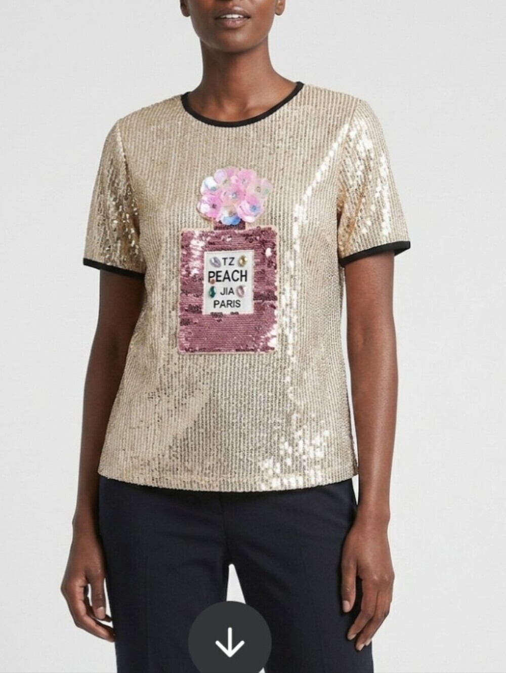 Vintage 80's Sequin Gold Top By Pastel Embellished Perfume Bottle Size S